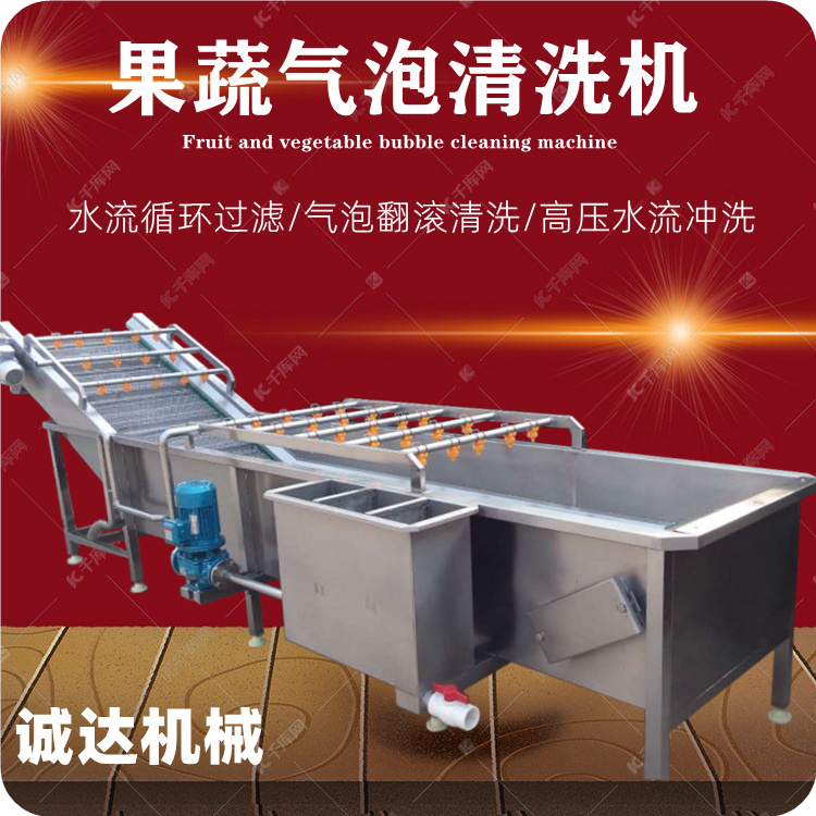 诚达果蔬气泡清洗机 清洗效果出众 水循环过滤节省用水 运行平稳
